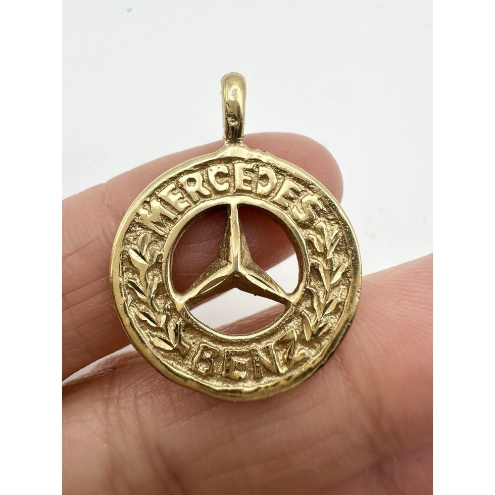 Vintage Mercedes Benz Logo Pendant Gold Tone